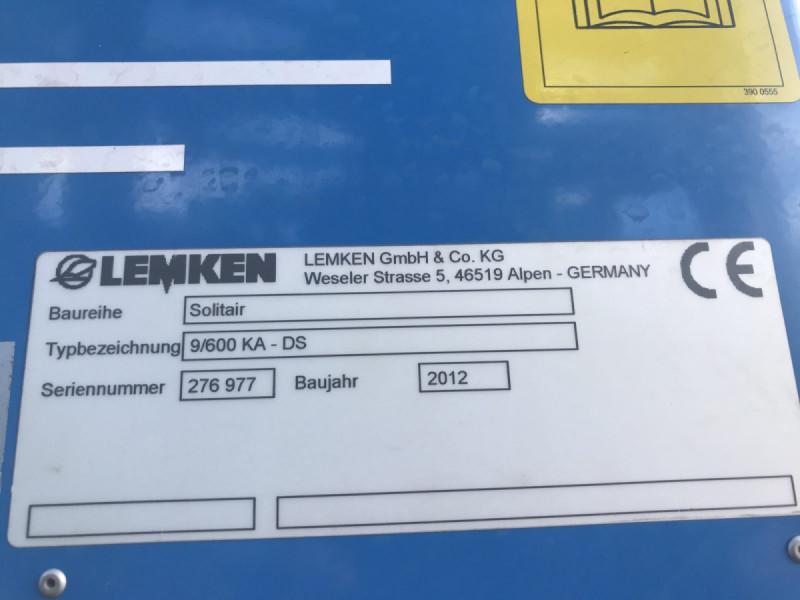 2012 Lemken Solitair 9/600KA-DS